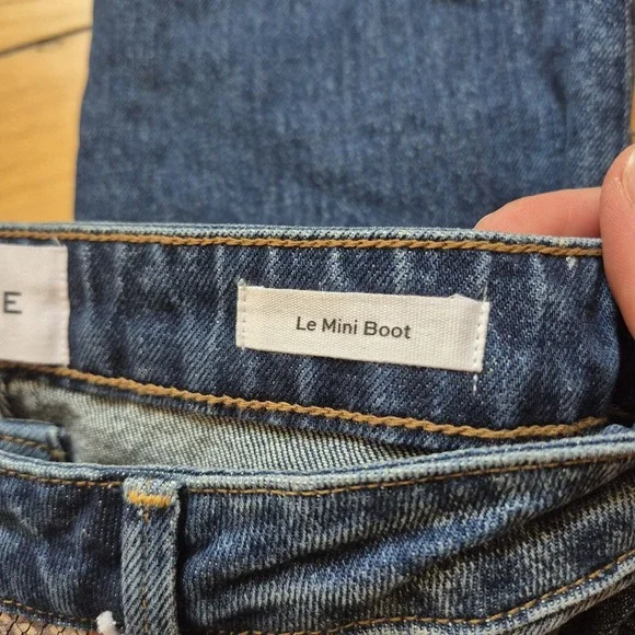 Frame Denim Blue Jeans with Leather and Snake Print Accents - Picture 7 of 16